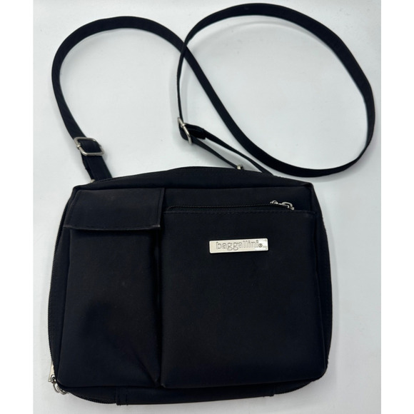 Baggallini Crossbody Shoulder Bag Convertible Strap Pockets Nylon Black Zipper - Picture 1 of 6